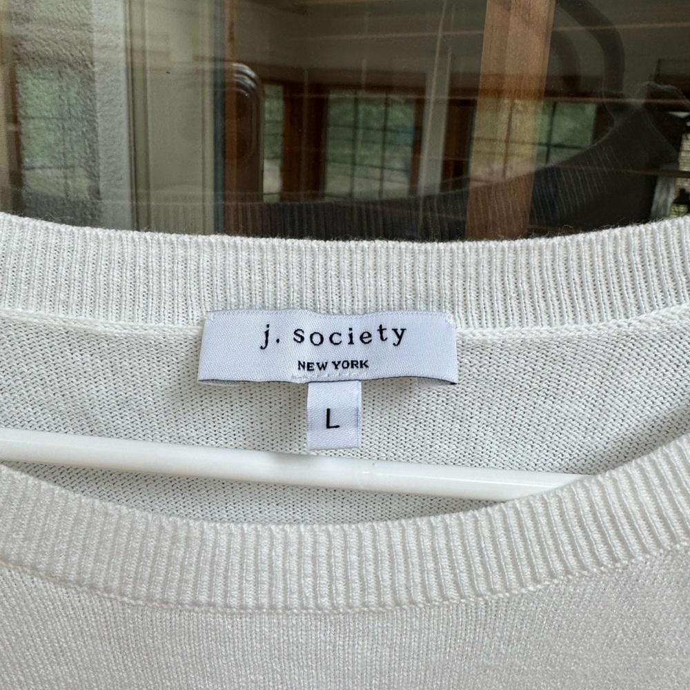 Society White Sweatshirt with Star Patterned Sleeves - Picture 2 of 4
